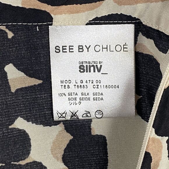 See by Chloe Mini Skirt Size US 4 Multicolor 100% Silk Leopard Animal Print - Picture 10 of 11